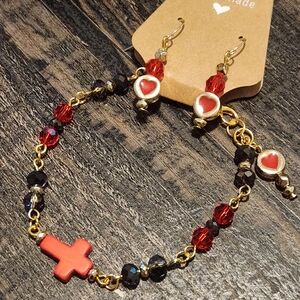 Handmade Cross and Heart Jewelry Set